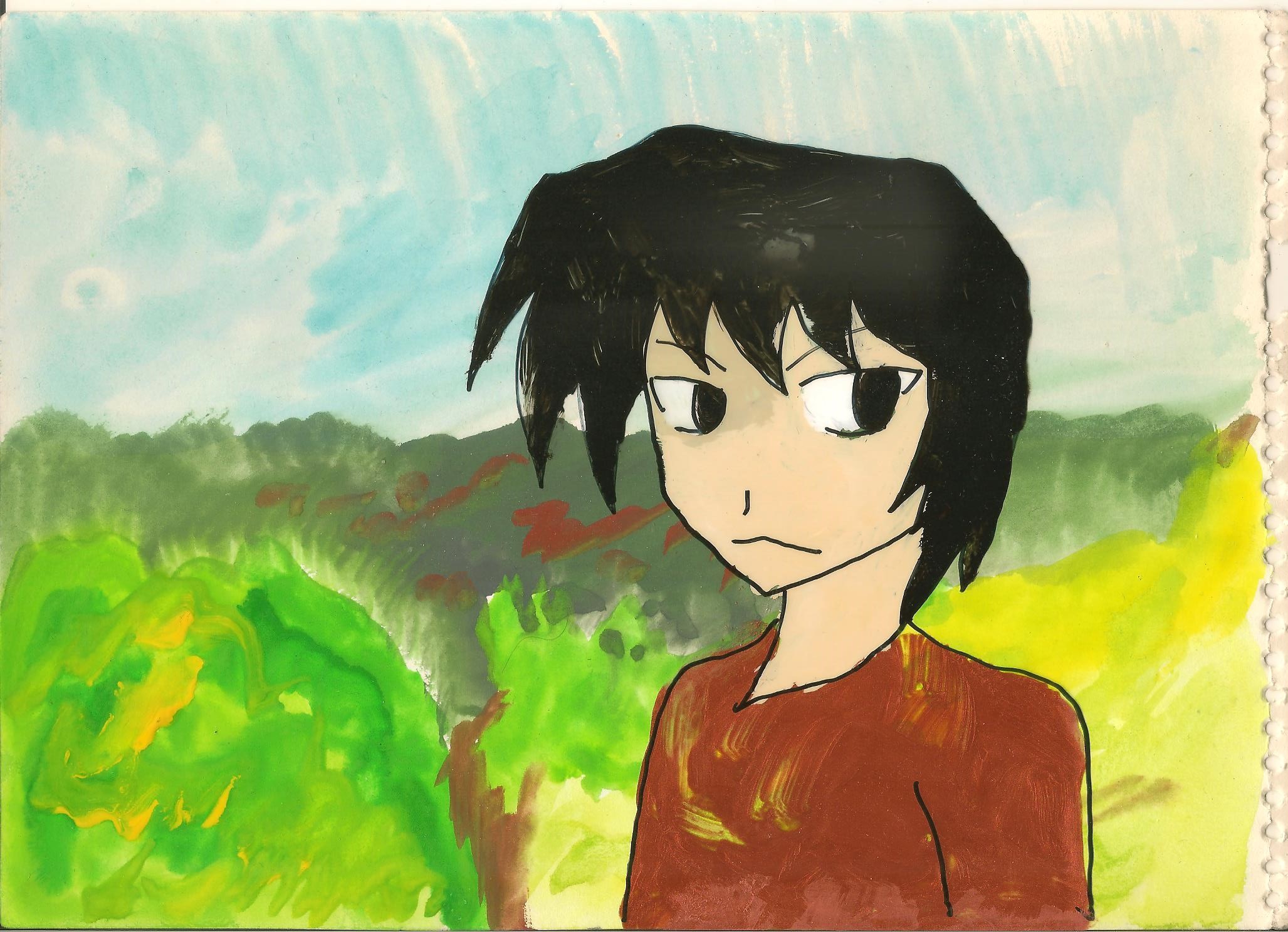 옛날 셀 애니메이션 느낌의 수채화 그림